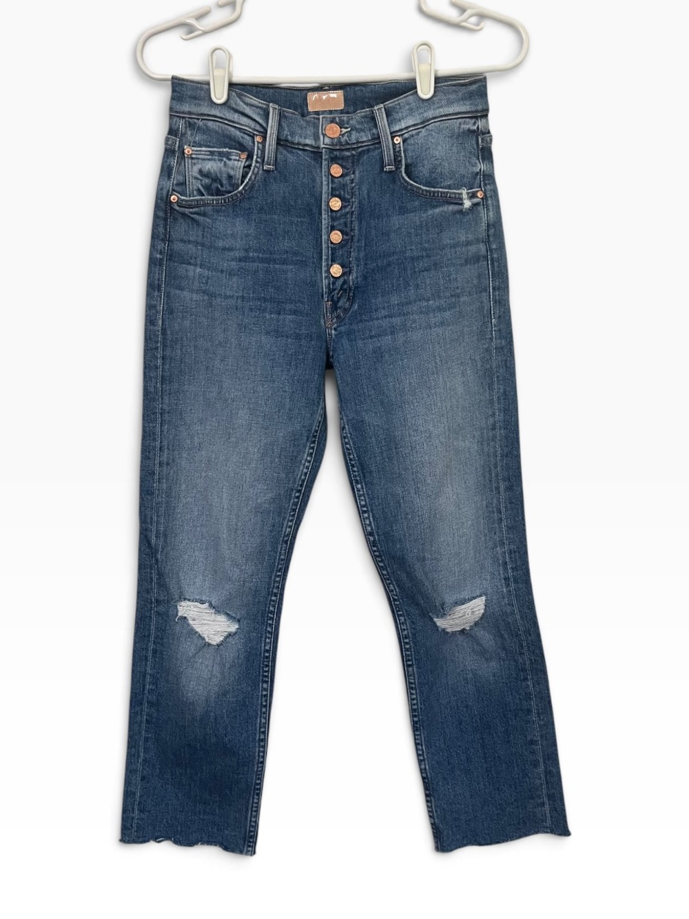 MOTHER Pixie Tomcat Crop Not Cut & Pasted Jeans Size 26 Raw Hem See Note - Picture 16 of 16